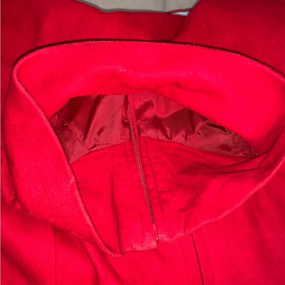 Vintage 80s Vakko Sz10 red 100% suede leather fully lined dress - Picture 9 of 14